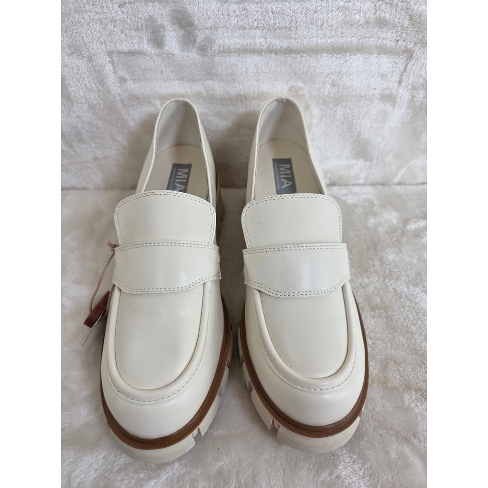 MIA Robbin Cream Platform Lug Sole Loafers MH2523 Womens 10M Anatomic Footbed